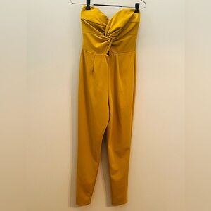 Bailey Blue Yellow Strapless Jumpsuit with Sweetheart Neckline Size Medium
